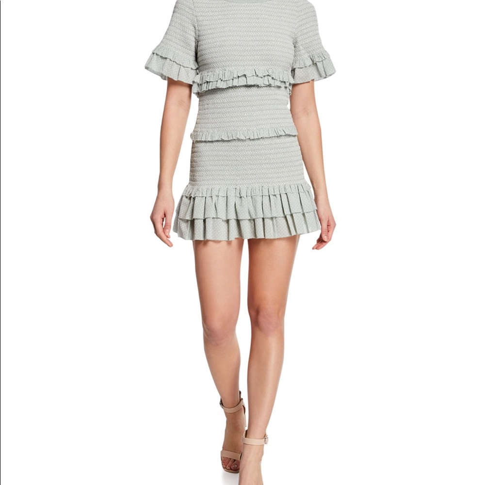 Loveshackfancy Aveline Smocked Mini Dress Seafoam Green